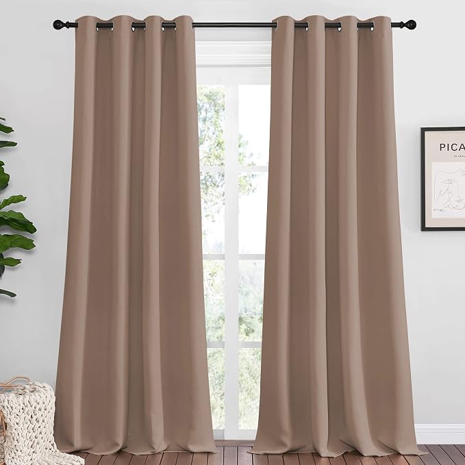 NICETOWN Bedroom Blackout Curtains and Drapes, 55 by 102 Inch, Cappuccino by NICETOWN