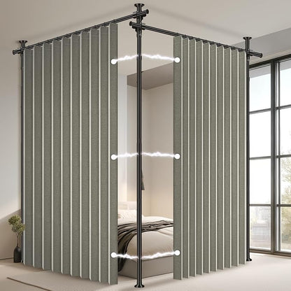 100% Blackout Room Divider Curtains Sets Grey W100 x L96 in 2 Panels No Drill by AJAZZ
