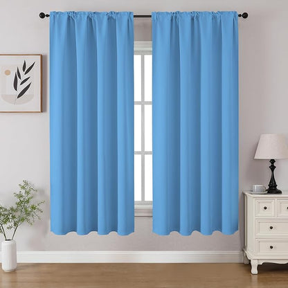 CUCRAF Light Blue Blackout Curtains 54 inch Length 2 Panels Set, Rod Pocket by CUCRAF