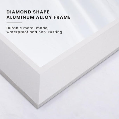 Amorho Bathroom Mirror, 24 X32 Inch White Thick Metal Framed Wall Mirrors - Image 2