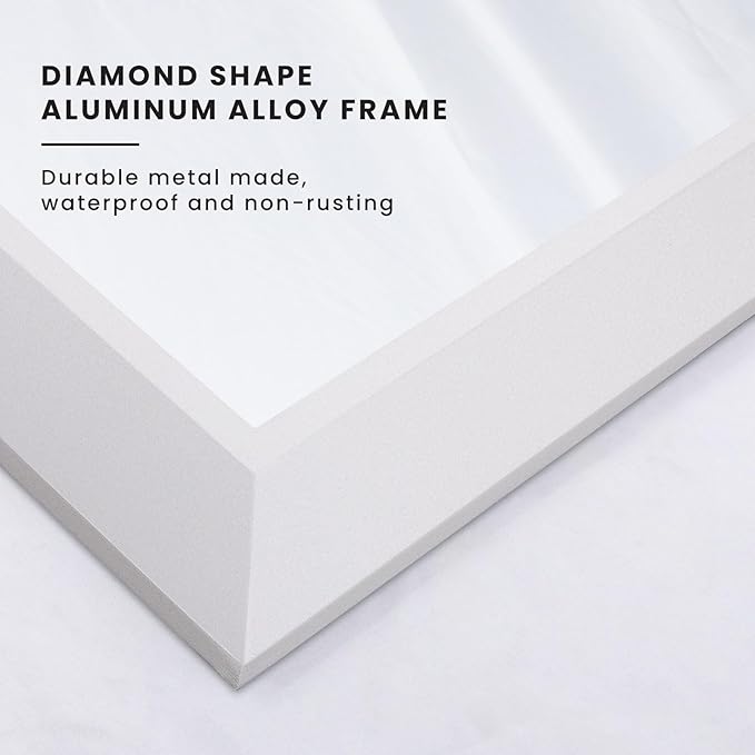 Amorho Bathroom Mirror, 44x36 Inch White Framed Bathroom Mirrors - Image 6