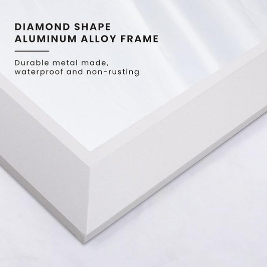 Amorho Bathroom Mirror, 40X38 Inch White Thick Metal Framed Wall Mirrors - Image 2