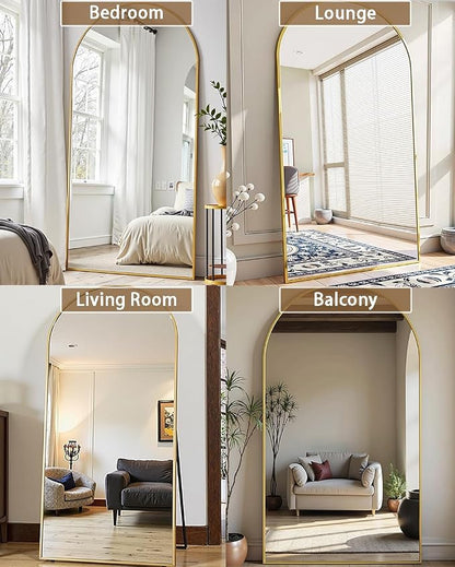 Dewfig 71"X26" Arched Full Length Mirror, Free Standing Leaning or Wall-Mounted - Image 3
