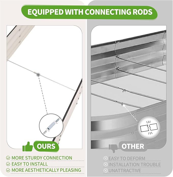 Galvanized Raised Garden Bed - 8x2x1FT Metal Planter Boxes Outdoor | Oval Steel Raised Bed Kit for Gardening with Protective Tape, Bracing Rods, Gloves for Vegetables, Flower, Herb (White)