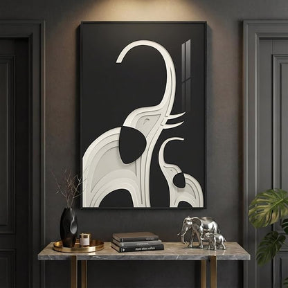 Large Framed Modern Black and White Wall Art, Contemporary Animal Elephant - Image 4