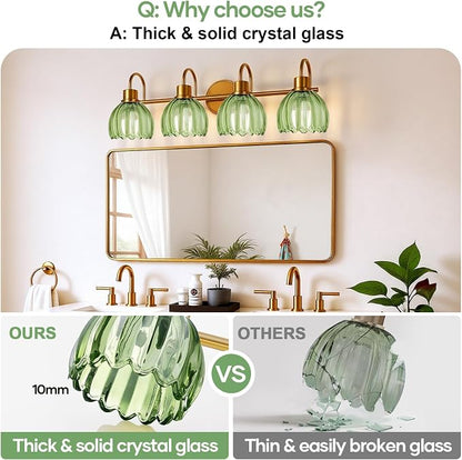 4-Light Bathroom Light Fixtures, Vintage Bathroom Vanity Lighting Fixtures Over - Image 5