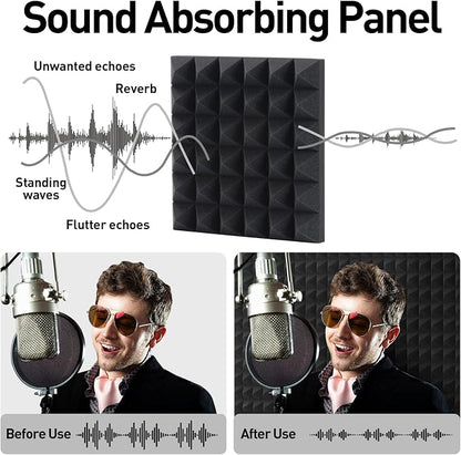 24 Pack Self-Adhesive Acoustic Foam Panels, Fire Resistant Soundproof Wall - Image 3