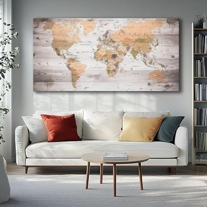 canvas Wall Art 20“x40 lagre map of the world Painting Ready to Hang Framed - Image 5