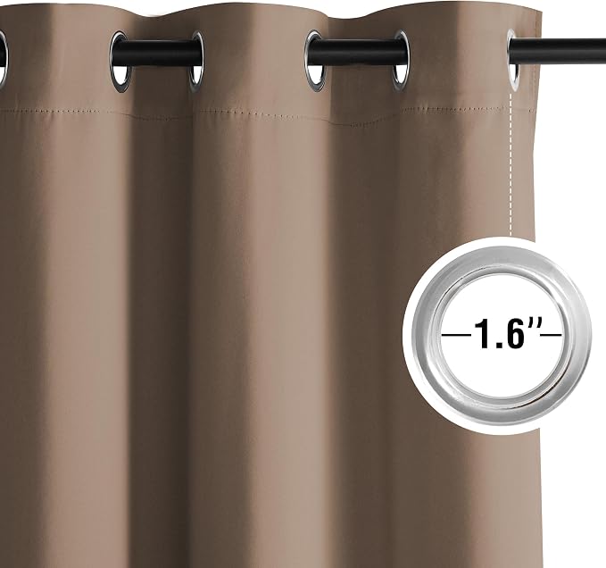 NICETOWN Room Darkening Draperies Curtains Panels, 2 Panels Cappuccino W52 x L90 - Image 4