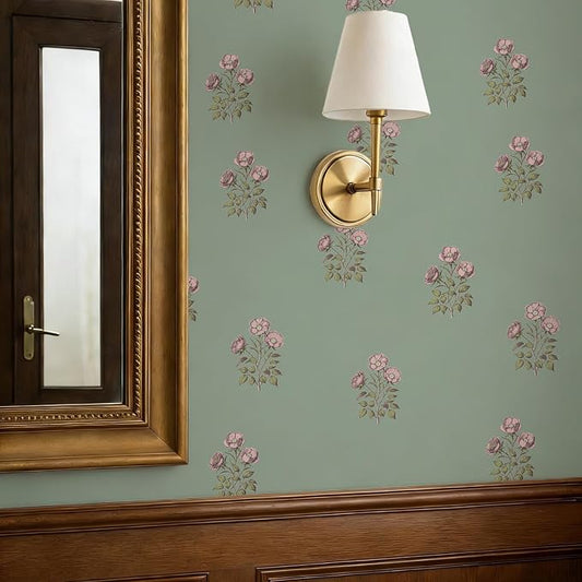 17.3" x 196.8" Vintage Floral Wallpaper Peel and Stick Boho Wallpaper Removable by LUKUUI
