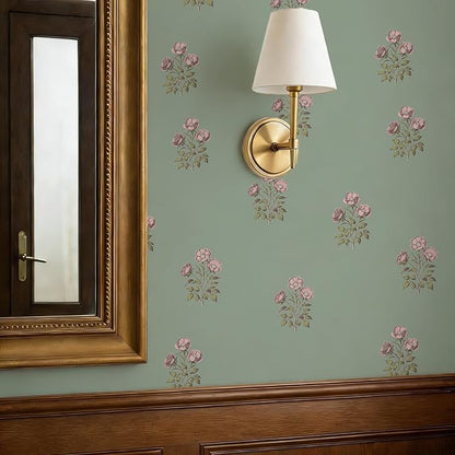 17.3" x 393.7" Vintage Floral Wallpaper Peel and Stick Boho Wallpaper Removable by LUKUUI