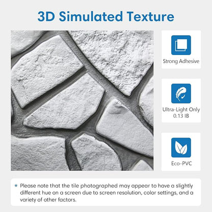 COMSTICKC 3D Faux Gray Stone Wall Sticker Peel and Stick Wall Panels, - Image 3