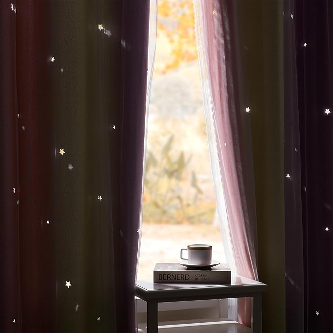 XiDi Curtains for Bedroom Decor, Rainbow Pink PurpleYellow52/45/1 - Image 5