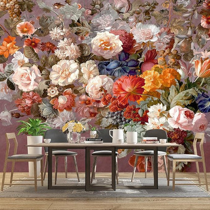 Colorful Floral Leaf Bathroom wallpeper Living Room Bedroom Pink Flower wall - Image 3
