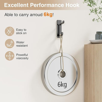 Self Adhesive Wall Hooks for Hanging: Extra Strong 13 LB, Hook for Coat - Image 2