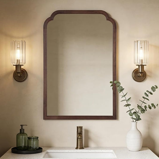 WallBeyond Wooden Framed Wall Mirror, Natural Wood Bathroom Vanity Mirror by WallBeyond