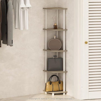 Furinno Turn-N-Tube Storage Shelves, 5-Tier Book Shelf, Corner Shelf, Toolless by Furinno-FitsYourSpaceFitsYourBudget