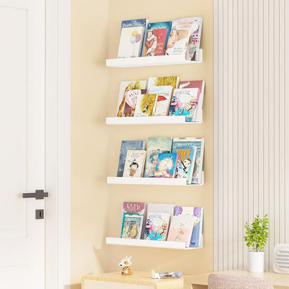 upsimples Acrylic Shelves for Wall Decor, Living Room, Floating Bookshelves for - Image 2
