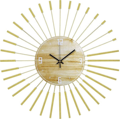 23.6 inch Gold Starburst Wall Clock, Metal & Wood Mid Century Modern Decorative - Image 7