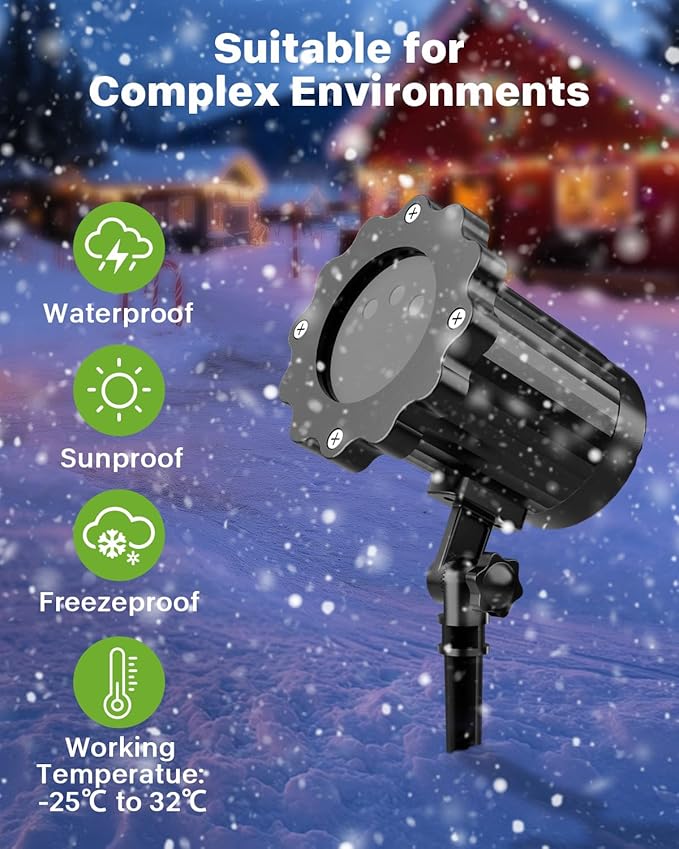 Laser Christmas Projector Lights Outdoor, Christmas Decorations Stars Light Show, Holiday Projector Decorations for House/Garden/Party