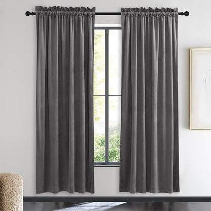 NICETOWN Living Room Grey Velvet Curtains, Sound and Sunlight Reducing Heavy by NICETOWN