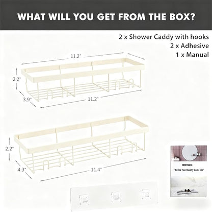 Moforoco Shower Caddy Shelf Organizer Rack, Self Adhesive Black Bathroom - Image 2