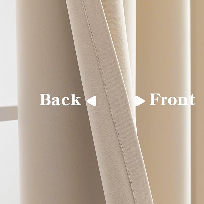 IGEMAEVE Beige Curtains 108 Inch Length 2 Panels Set, Light Filtering Curtains - Image 4