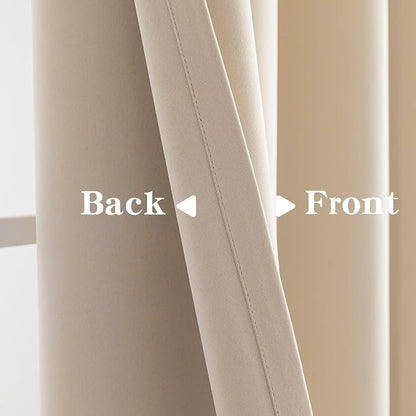 IGEMAEVE Beige Curtains 108 Inch Length 2 Panels Set, Light Filtering Curtains - Image 4