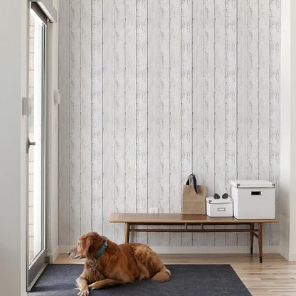 White Gray Wood Wallpaper 17.71" X 511" Peel and Stick Removable Decorative - Image 9
