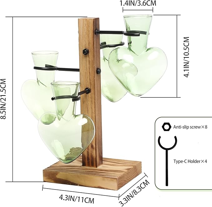 Plants Propagation Stations Plant Terrarium Kit Glass Planters for Indoor Plants House Plant Accessories Gift for Women - 4 Love Bulb Vase