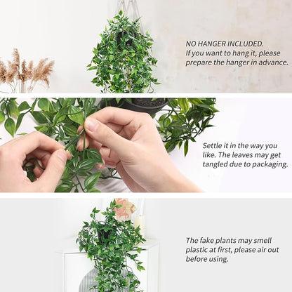 Whonline 3 Pack Artificial Hanging Plants Fake Plants - Image 3