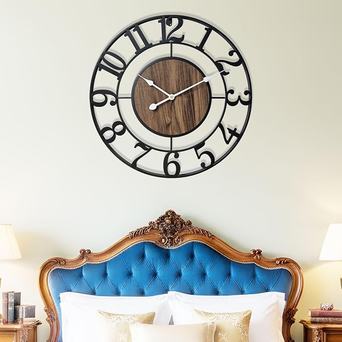 Large Metal Wall Clock, 20 Inch Retro Decorative Silent, Non Ticking, Battery - Image 7