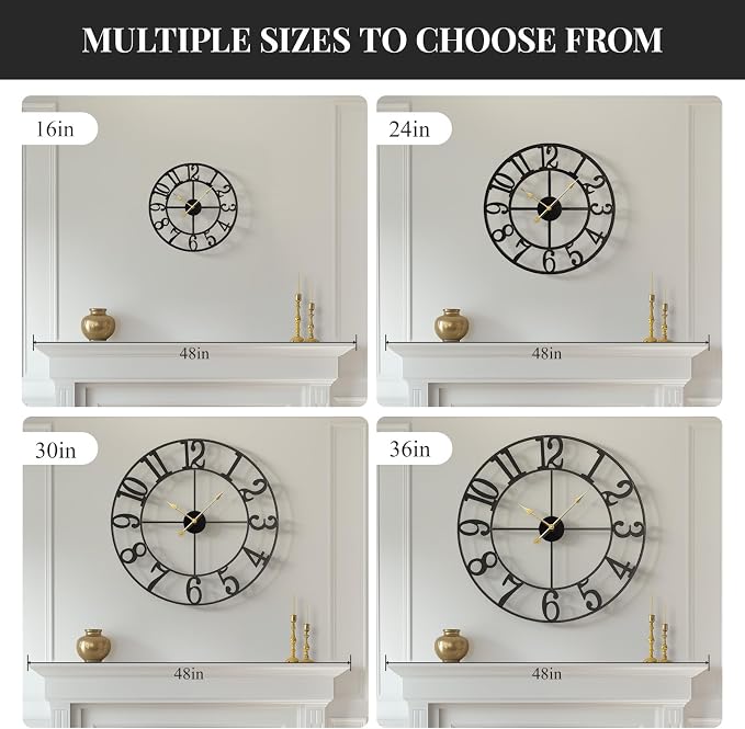 Cuspin 36 Inch Wall Clock, Large Wall Clock Decorative - Image 3