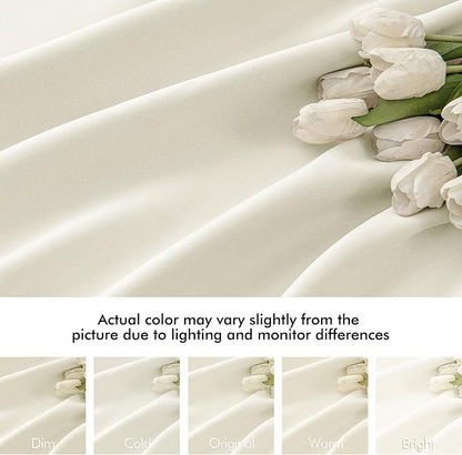 MIULEE Cream Back Tab Blackout Curtains 84 Inch Length 2 Panels Set - Image 8