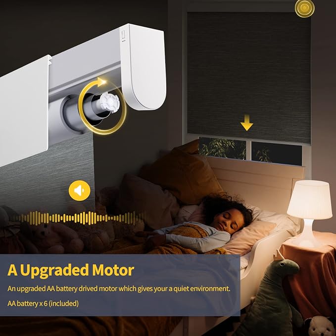 Motorized Blinds with Valance Cover Upgraded Smart Grasscloth Fabric Electric - Image 3