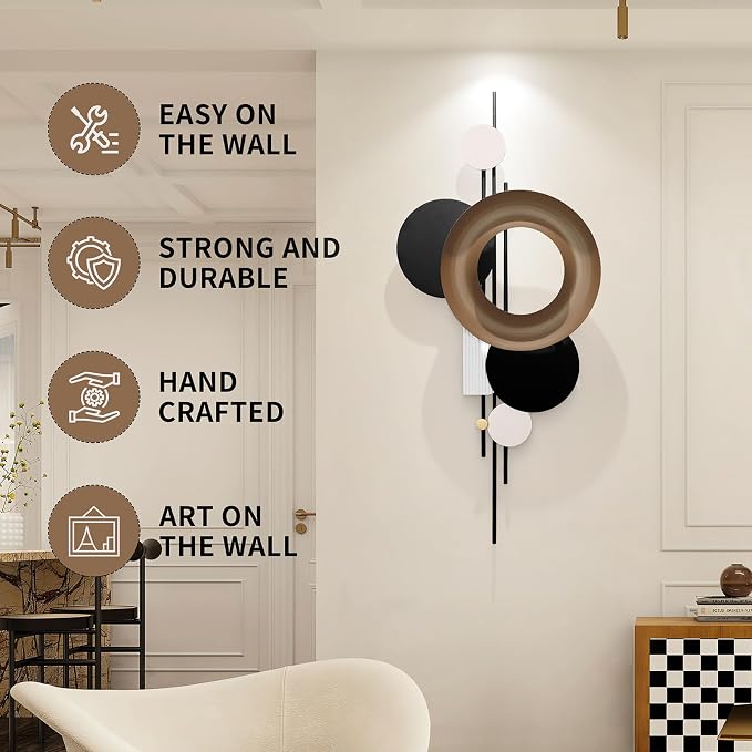 HEBOIX Modern Geometric Large Metal Wall Art 3D Wall Sculptures Handmade Wall - Image 7