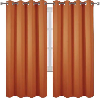 LEMOMO Orange Thermal Blackout Curtains/52 x 72 Inch/Set of 2 Panels Room - Image 2