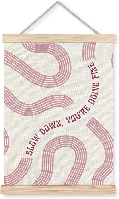 Yomisex Pink Slow Down You're Doing Fine Inspirational Wall Art Poster by VintageHomeDecor