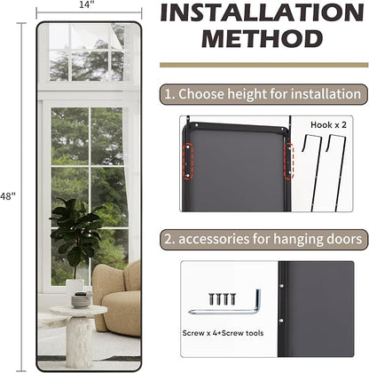 Full Length Door Mirror 14x48, Metal Frame - Image 7