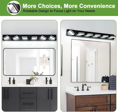 360° Rotate LED Bathroom Vanity Light Fixtures, 2500LM Acrylic Matte Black - Image 6