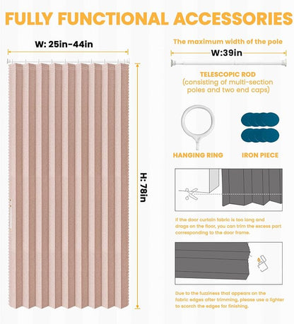 AJAZZ Blackout Curtain with Curtain Rods Included Invisible Accordion Doors - Image 3