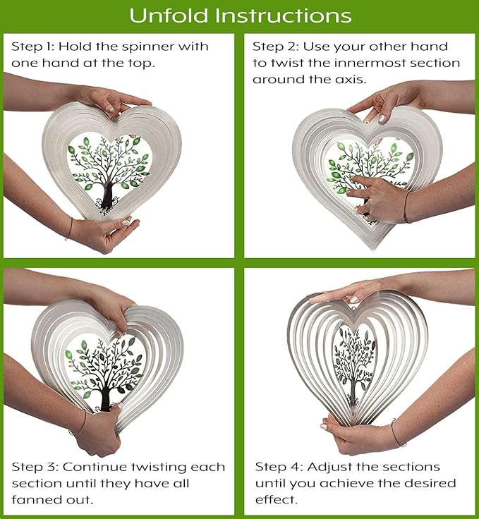 Heart Wind Spinners for Yard and Garden, Metal Ornaments for Garden Décor, Outdoor Wind Spinner, Heart Décor Gifts, Outdoor Garden Decoration, Heart Gifts for Women by ISEO (12 inch)