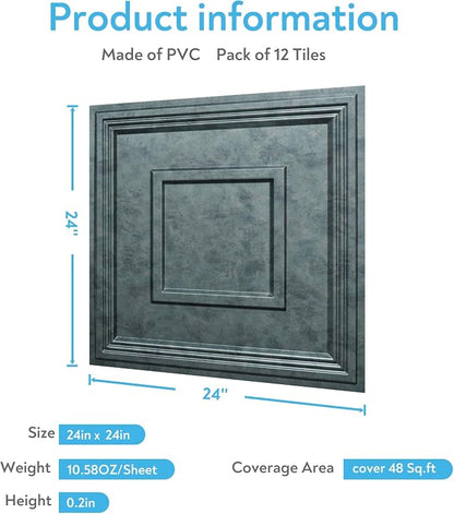 STICKGOO Glue Up Ceiling Tiles, 24x24 Inch PVC Decorative Drop Ceiling Tile - Image 4