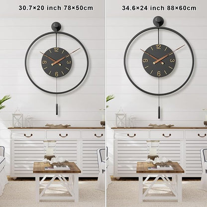 34.6×24 Inch Large Modern Decorative Oversized Pendulum Wall Clocks - Image 3