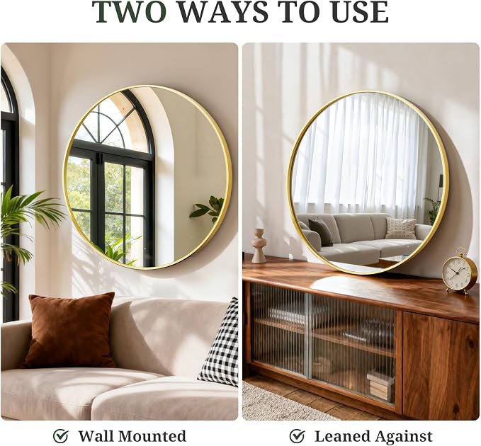 Round Wall Mirror 30 Inch Gold Vanity Mirror - Image 4