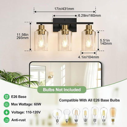Indoi 3-Light Bathroom Light Fixtures, Bathroom Wall Lamp - Image 8