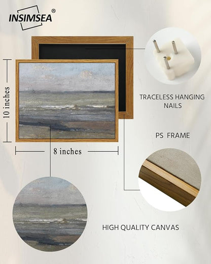 InSimSea Framed Canvas Wall Art, Vintage Coastal Landscape Painting, Rustic - Image 5