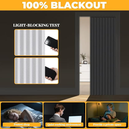 AJAZZ 100% Blackout Accordion Doors Interior Closet Curtain Magnetic Door - Image 4