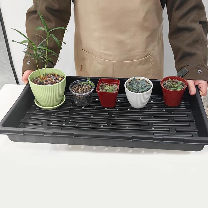 18Pcs 1020 Nursery Trays 10×20 Seedling Tray with Water Drainage Holes for Seeds Germination and Nursery 2.55" Deep (with Holes)