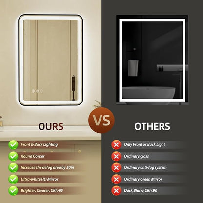 20x28 Inch Black Framed LED Bathroom Mirror - Image 6